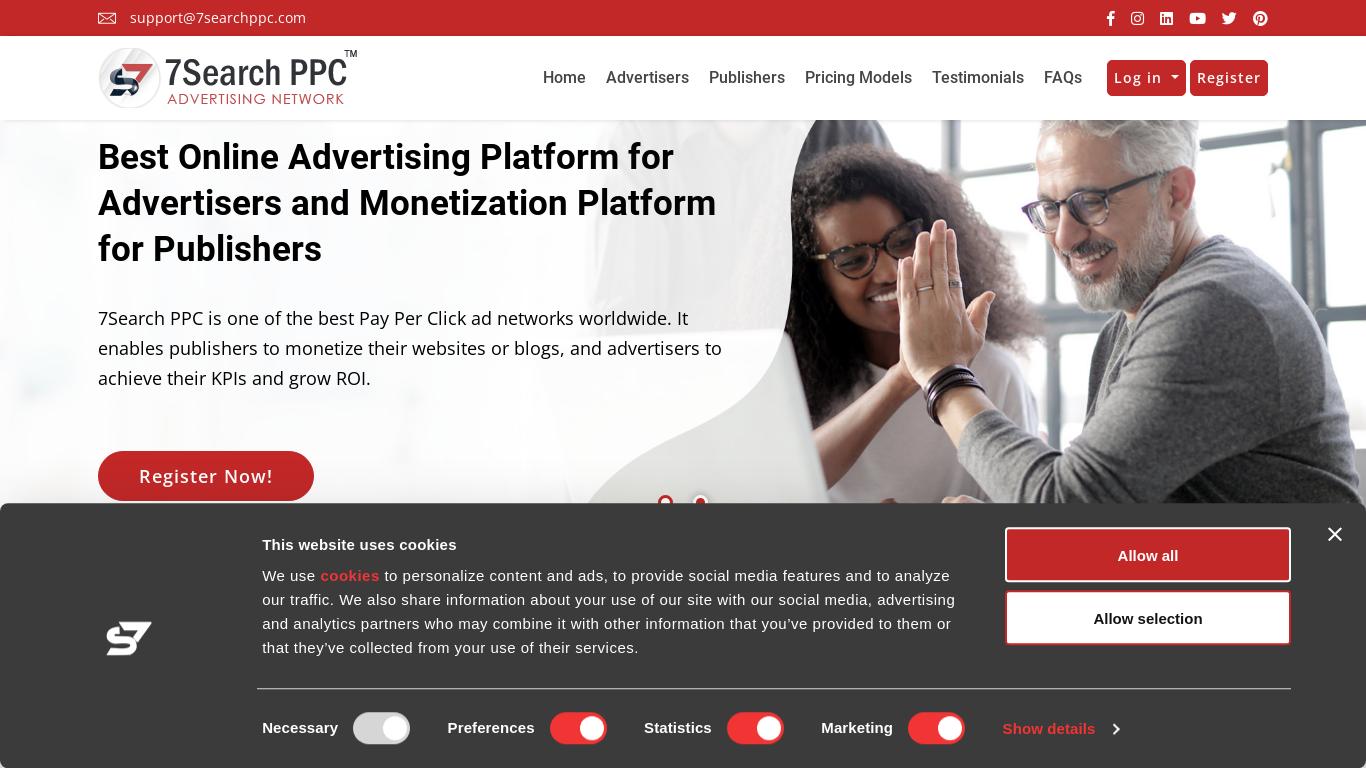 7Search PPC - Premium Ad network that connecting vertical-specific advertisers with high-traffic geo-based publishers. Join us for a seamless journey to success!