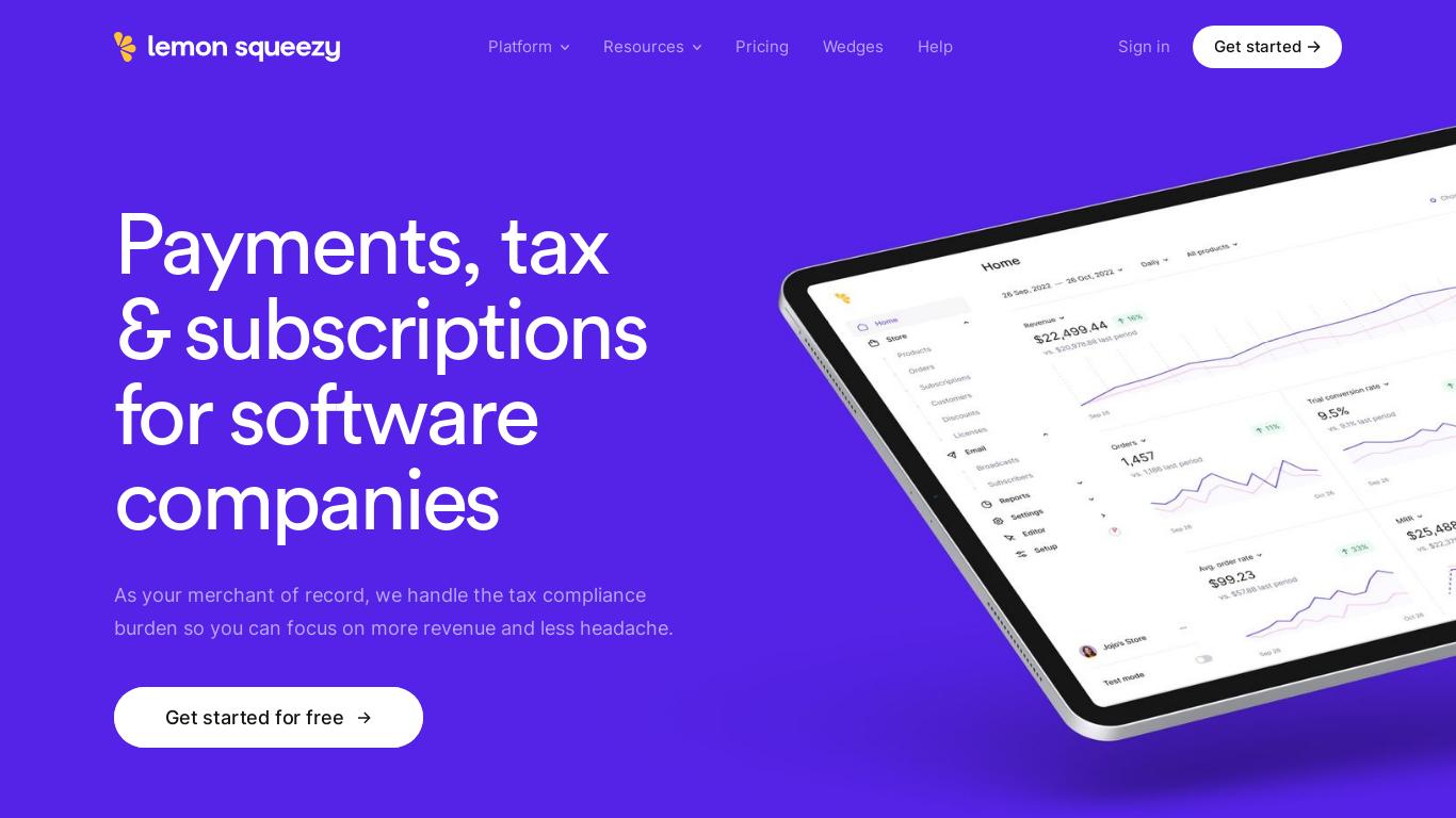 Sell digital products and SaaS software the easy peasy way with Lemon Squeezy. As your merchant of record, we handle the tax compliance burden so you can focus on more revenue and less headache.