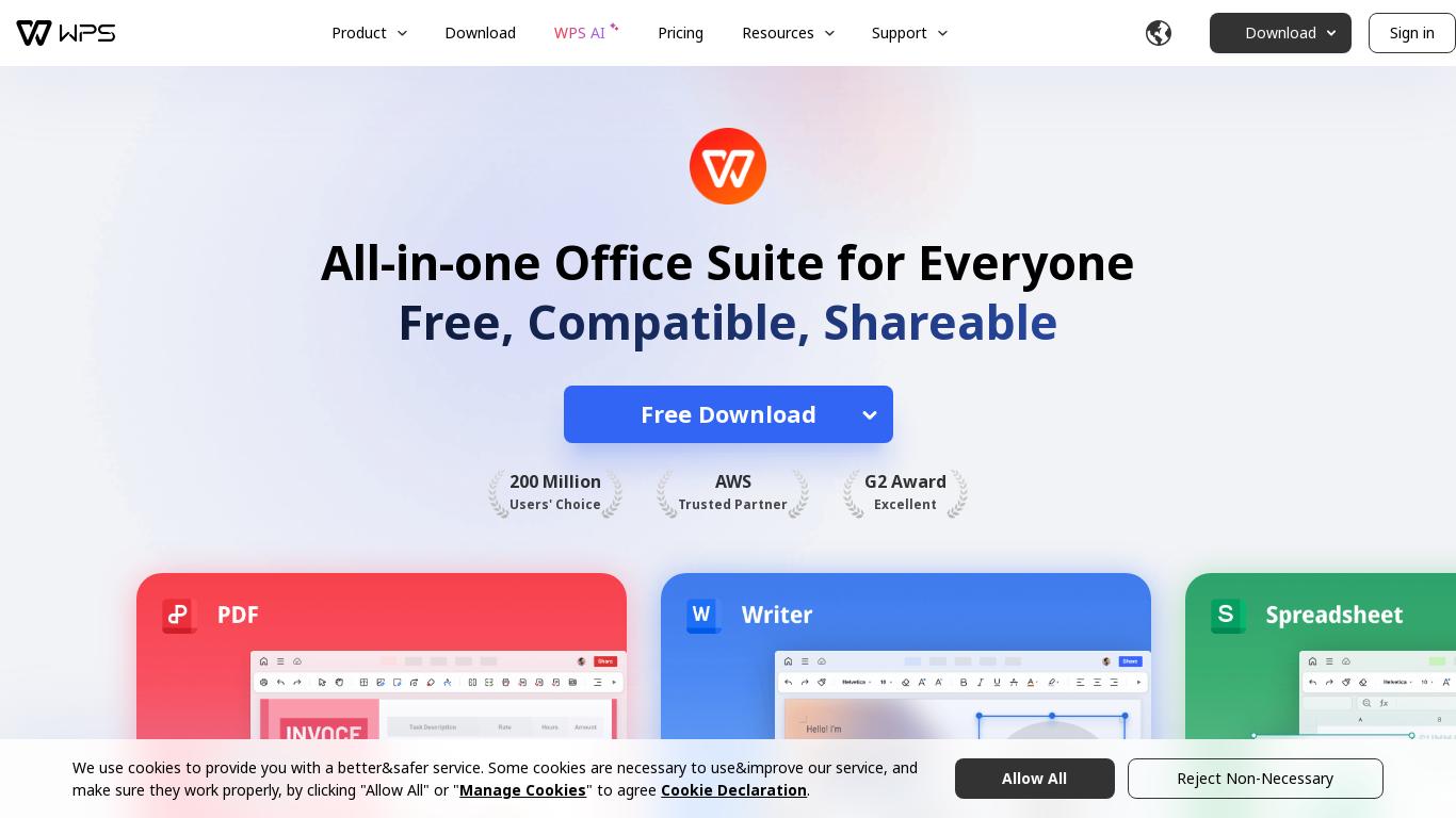 WPS Office is a free and all-in-one Office suite, highly compatible with MS Office Word, Excel, and PPT. Can be downloaded online and free trial for Windows, Mac, iOS, Android and Linux.