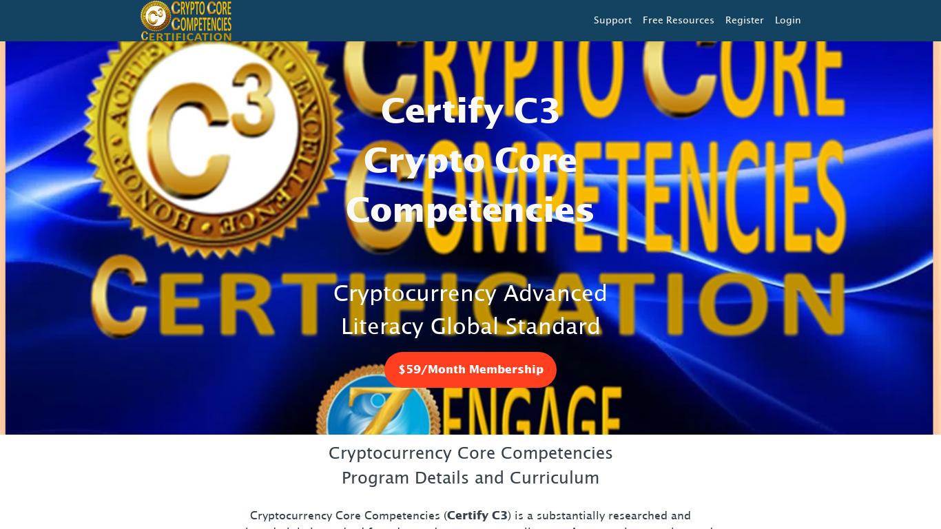 Certify C3 - Cryptocurrency Core Competencies is a substantially researched and reviewed global standard for advanced cryptocurrency literacy.